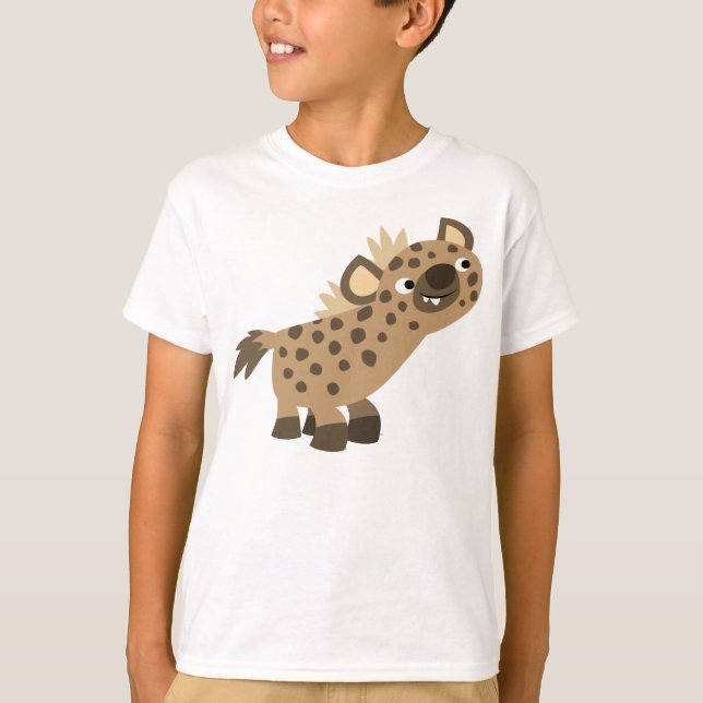 Cute Curious Cartoon Hyena Children T-Shirt (Front)