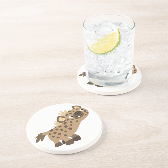 Cute Curious Cartoon Hyena Coaster (Side)