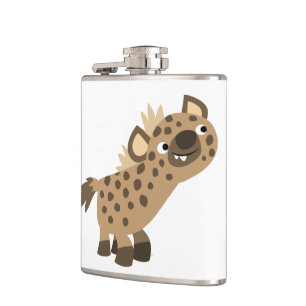 Cute Curious Cartoon Hyena Hip Flask