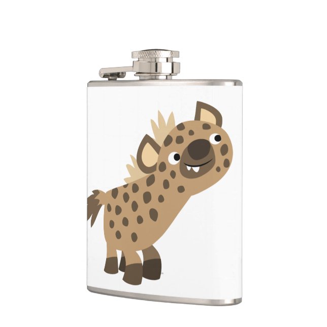 Cute Curious Cartoon Hyena Hip Flask (Left)