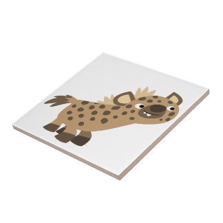 Cute Curious Cartoon Hyena Tile