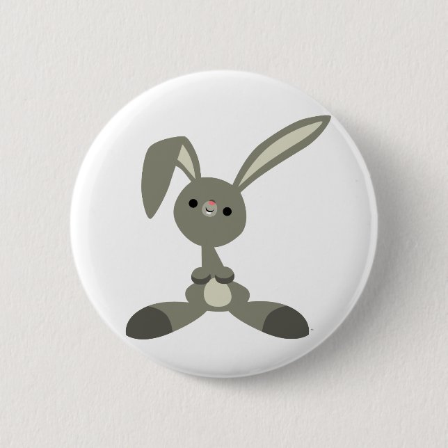 Cute Curious Cartoon Rabbit Button Badge (Front)