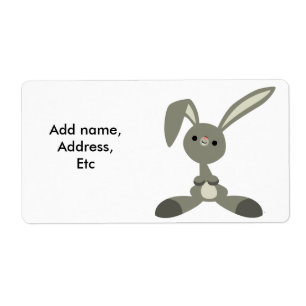 Cute Curious Cartoon Rabbit Shipping Label