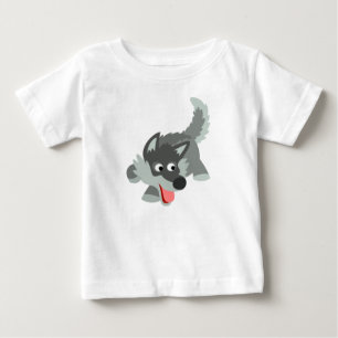 Cute Curious Cartoon Wolf  Baby T-Shirt