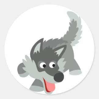 Cute Curious Cartoon Wolf Sticker