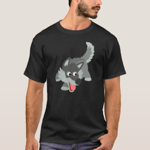 Cute Curious Cartoon Wolf T-Shirt
