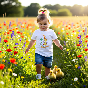 Cute & Curious Duckling Drawing Baby T-Shirt
