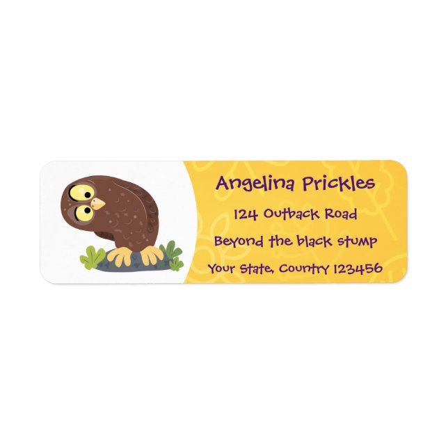 Cute curious funny brown owl cartoon illustration (Front)