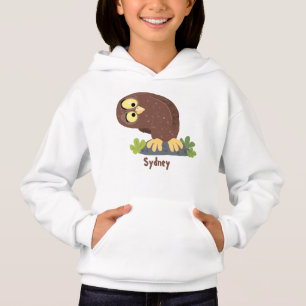 Cute curious funny brown owl cartoon illustration