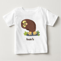 Cute curious funny brown owl cartoon illustration