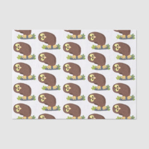 Cute curious funny brown owl cartoon illustration tissue paper