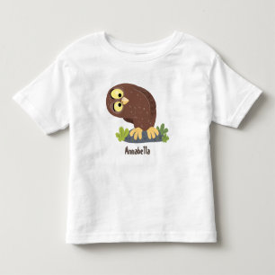 Cute curious funny brown owl cartoon illustration toddler T-Shirt