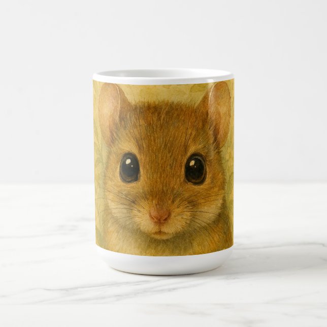 Cute curious little mouse  coffee mug (Center)