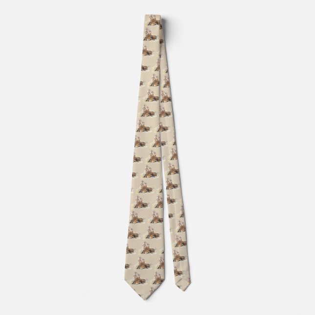 Cute Curious Seals, Watercolor Animals Tie (Front)
