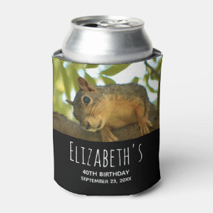 Cute & Curious Squirrel Nature Photo - Birthday Can Cooler