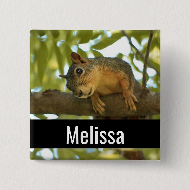 Cute & Curious Squirrel Nature Photography 15 Cm Square Badge (Front)