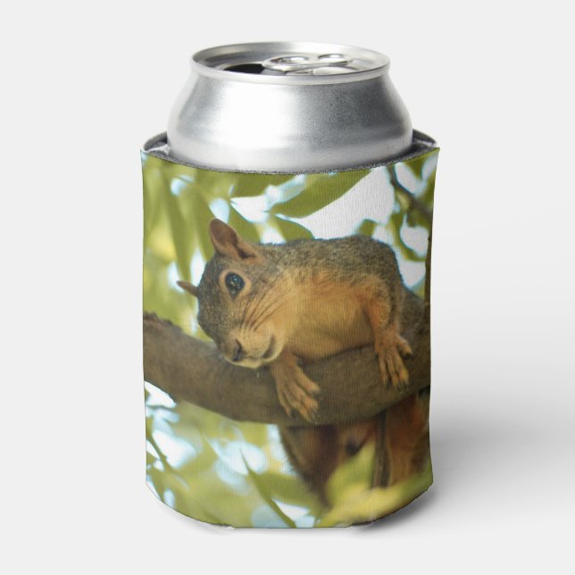 Cute & Curious Squirrel Nature Photography Can Cooler (Can Front)