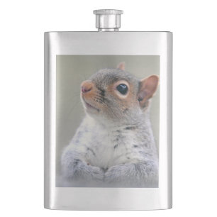 Cute Curious Squirrel Profile Photo Hip Flask