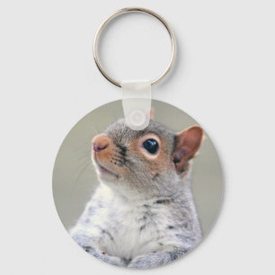 Cute Curious Squirrel Profile Photo Key Ring