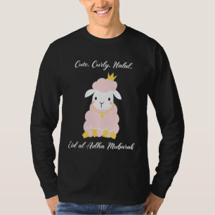 Cute Curly Halal Sheep Eid Al Adha Mubarak For Mus T-Shirt
