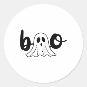 Cute Cursive Boo Spooky Ghost Halloween Classic Round Sticker
