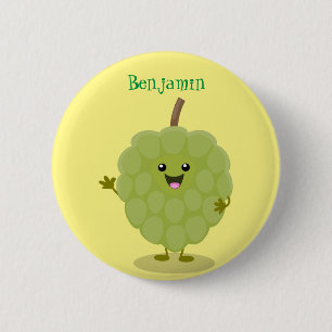 Cute custard apple cherimoya cartoon 6 cm round badge