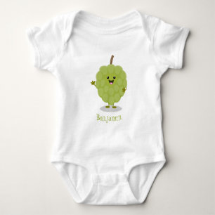 Cute custard apple cherimoya cartoon baby bodysuit