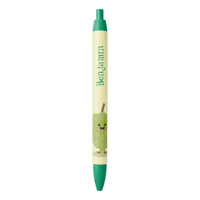 Cute custard apple cherimoya cartoon  black ink pen (Front Vertical)