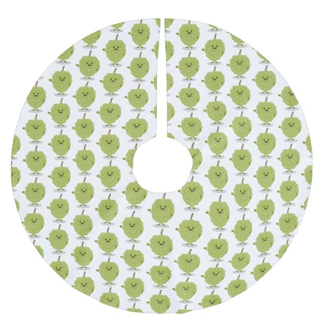 Cute custard apple cherimoya cartoon brushed polyester tree skirt (Front)