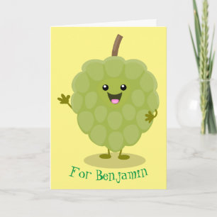 Cute custard apple cherimoya cartoon card