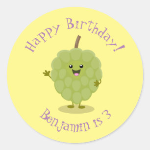 Cute custard apple cherimoya cartoon classic round sticker