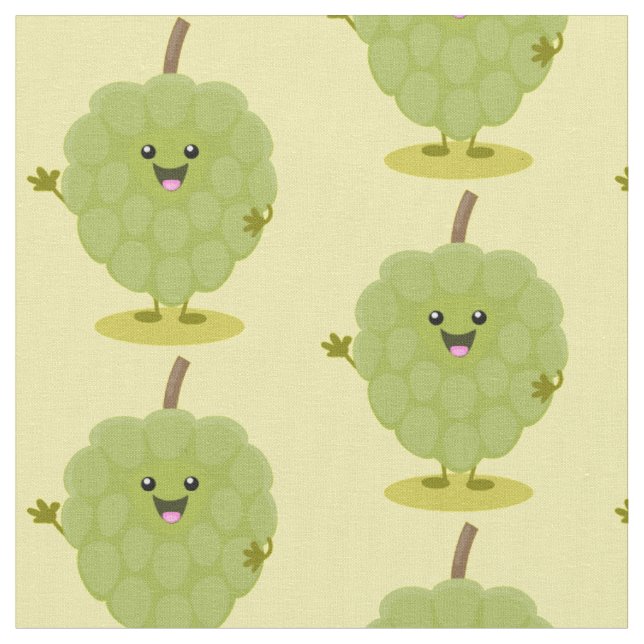 Cute custard apple cherimoya cartoon fabric (Close Up)