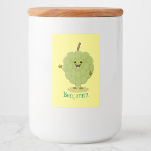 Cute custard apple cherimoya cartoon food label