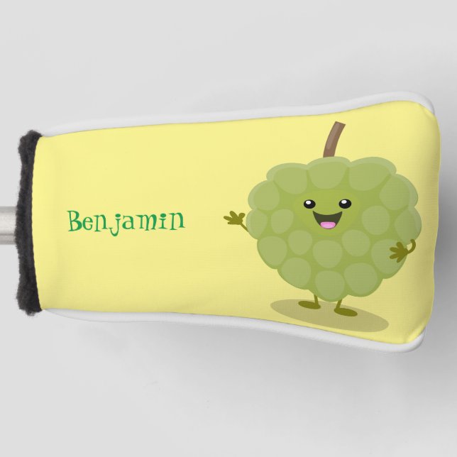 Cute custard apple cherimoya cartoon  golf head cover (Front)