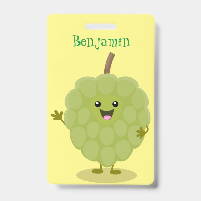 Cute custard apple cherimoya cartoon  ID badge (Front)