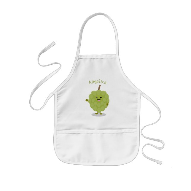 Cute custard apple cherimoya cartoon kids apron (Front)