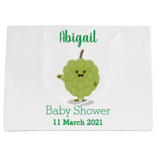 Cute custard apple cherimoya cartoon large gift bag
