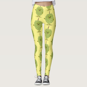 Cute custard apple cherimoya cartoon leggings
