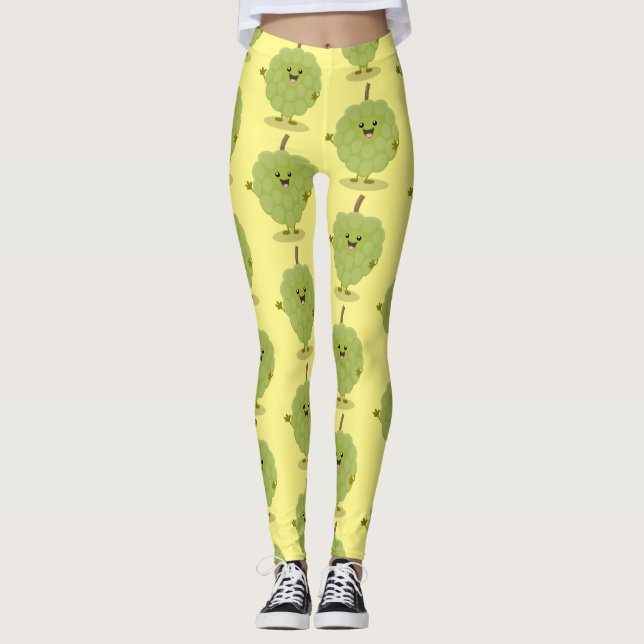 Cute custard apple cherimoya cartoon leggings (Front)
