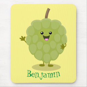 Cute custard apple cherimoya cartoon  mouse mat