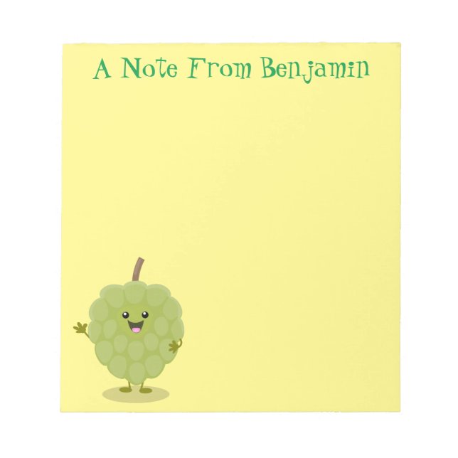 Cute custard apple cherimoya cartoon  notepad (Front)