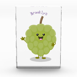 Cute custard apple cherimoya cartoon photo block