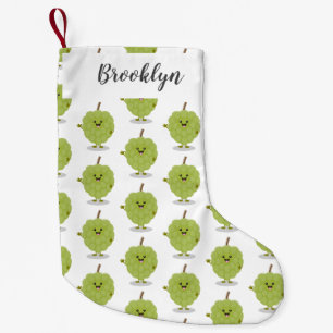 Cute custard apple cherimoya cartoon small christmas stocking