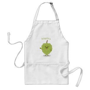 Cute custard apple cherimoya cartoon standard apron