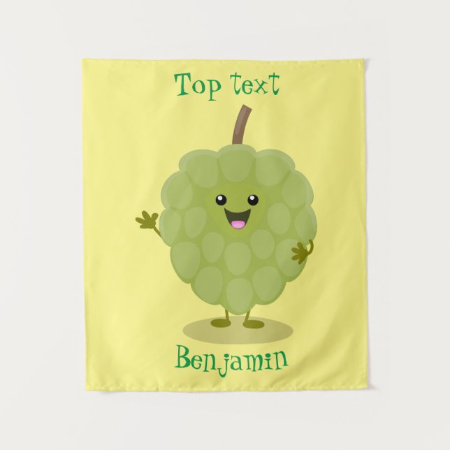 Cute custard apple cherimoya cartoon  tapestry (Front)