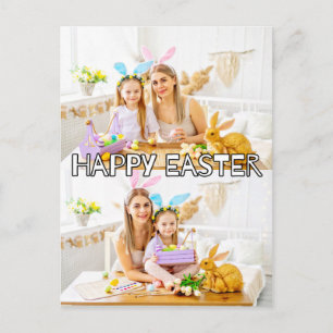 Cute Custom 2-photos Family Happy Easter Postcard