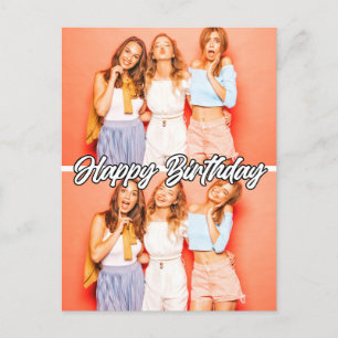 Cute Custom 2-photos Template Happy Birthday Postcard