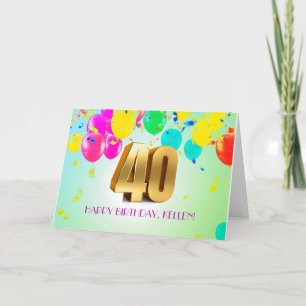 Cute, Custom 40th Birthday Card