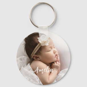 Cute Custom Baby Photo Name Keychain