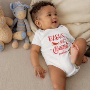 Cute Custom Baby's First Christmas Santa's Sledge  Baby Bodysuit